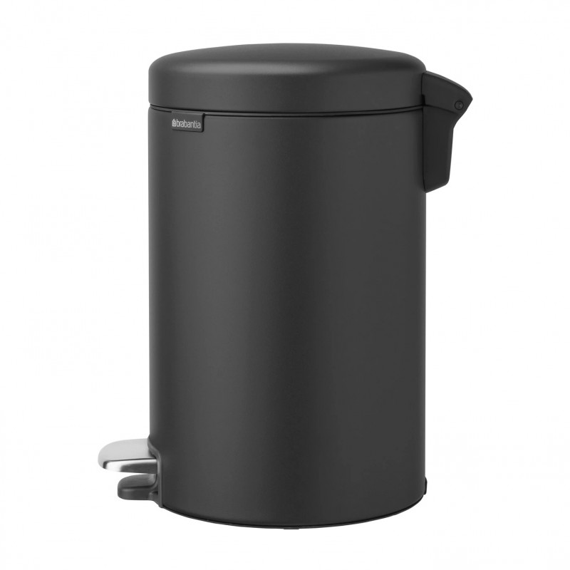 Κάδος με πεντάλ Brabantia NewIcon 649741, 12 l, Ομαλό κλείσιμο, Αντιολισθητική βάση, Ορυκτή επίστρωση, Σκούρο γκρι