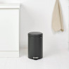 Κάδος με πεντάλ Brabantia NewIcon 649741, 12 l, Ομαλό κλείσιμο, Αντιολισθητική βάση, Ορυκτή επίστρωση, Σκούρο γκρι