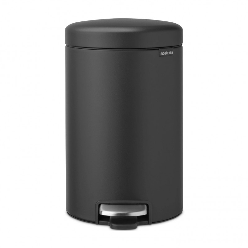 Κάδος με πεντάλ Brabantia NewIcon 649741, 12 l, Ομαλό κλείσιμο, Αντιολισθητική βάση, Ορυκτή επίστρωση, Σκούρο γκρι