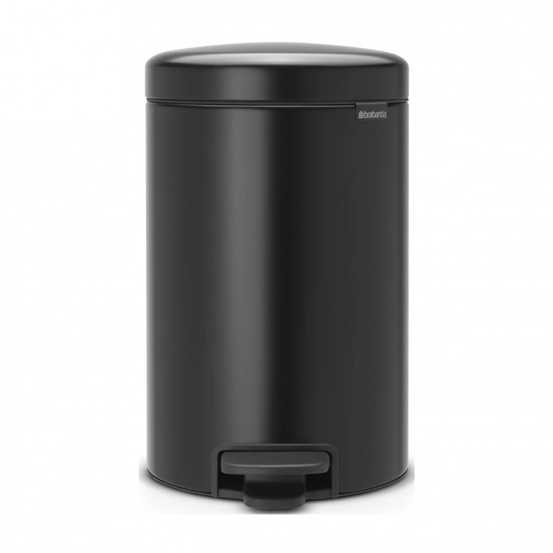 Κάδος με πεντάλ Brabantia NewIcon 649029, 12 L, Ομαλό κλείσιμο, Αντιολισθητική βάση, Μαύρο