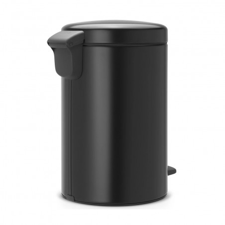 Κάδος με πεντάλ Brabantia NewIcon 649029, 12 L, Ομαλό κλείσιμο, Αντιολισθητική βάση, Μαύρο