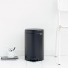 Κάδος με πεντάλ Brabantia NewIcon 649029, 12 L, Ομαλό κλείσιμο, Αντιολισθητική βάση, Μαύρο