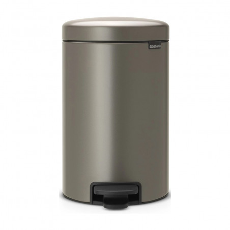 Κάδος με πεντάλ Brabantia NewIcon 649027, 12 L, Ομαλό κλείσιμο, Αντιολισθητική βάση, Γκρι