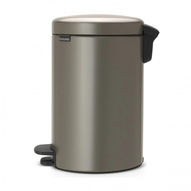 Κάδος με πεντάλ Brabantia NewIcon 649027, 12 L, Ομαλό κλείσιμο, Αντιολισθητική βάση, Γκρι