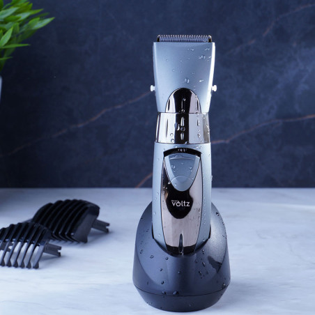 Κουρευτική μηχανή Oliver Voltz OV51810C, 3W, Wireless, Λεπίδες τιτανίου, Γκρι