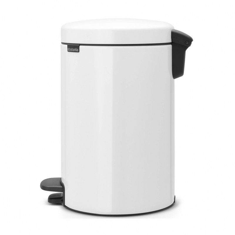 Κάδος με πεντάλ Brabantia NewIcon 649019, 12 L, Ομαλό κλείσιμο, Αντιολισθητική βάση, Λευκό