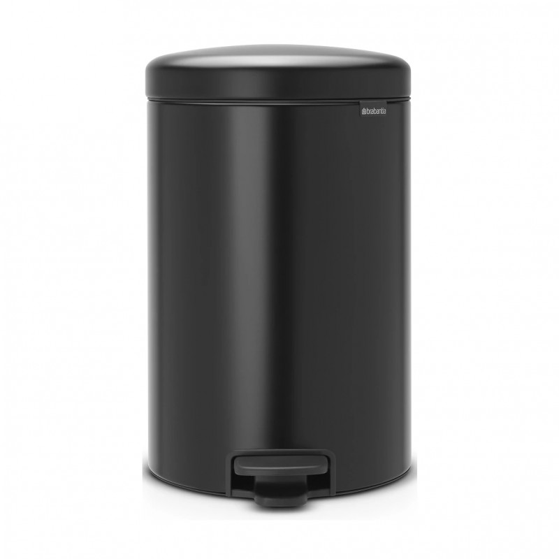 Κάδος με πεντάλ Brabantia NewIcon 649044, 20 l, Ομαλό κλείσιμο, Αντιολισθητική βάση, Μαύρο