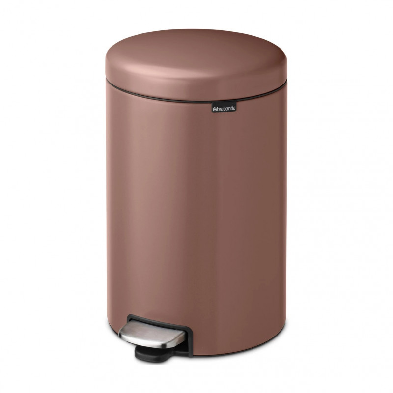 Κάδος με πεντάλ Brabantia NewIcon 1008849, 20 l, Ομαλό κλείσιμο, Αντιολισθητική βάση, Σατινέ φινίρισμα, Καφέ
