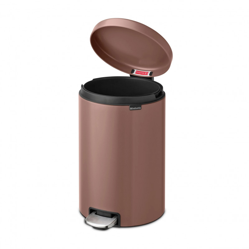 Κάδος με πεντάλ Brabantia NewIcon 1008849, 20 l, Ομαλό κλείσιμο, Αντιολισθητική βάση, Σατινέ φινίρισμα, Καφέ