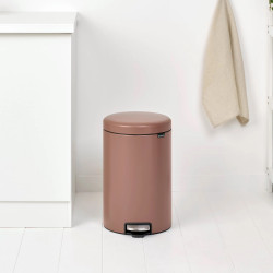 Κάδος με πεντάλ Brabantia NewIcon 1008849, 20 l, Ομαλό κλείσιμο, Αντιολισθητική βάση, Σατινέ φινίρισμα, Καφέ