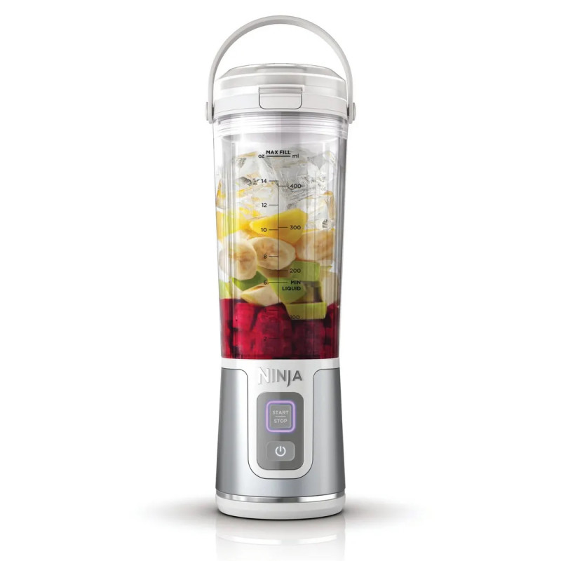 Φορητό μπλέντερ Ninja BC151EUW, 530 ml, ατσάλινη λεπίδα με 6 λεπίδες, θρυμματισμός πάγου, έως 10 κύκλοι, χωρίς BPA, USB-C, Λευκό