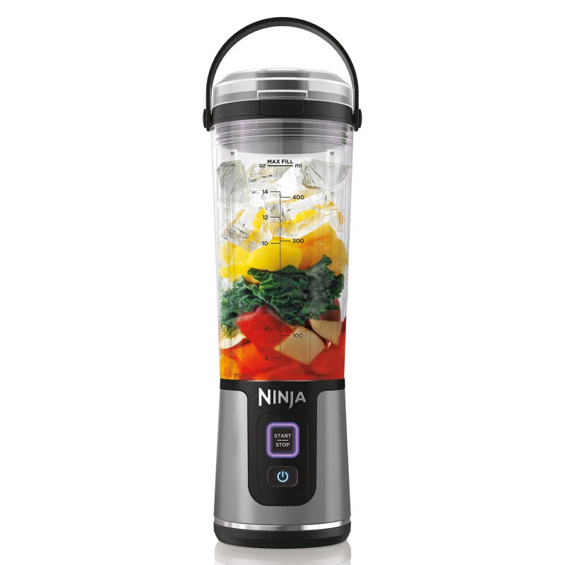 Φορητό μπλέντερ Ninja BC151EUBK, 530 ml, ατσάλινη λεπίδα με 6 λεπίδες, θρυμματισμός πάγου, έως 10 κύκλοι, χωρίς BPA, USB-C, Μαύρο