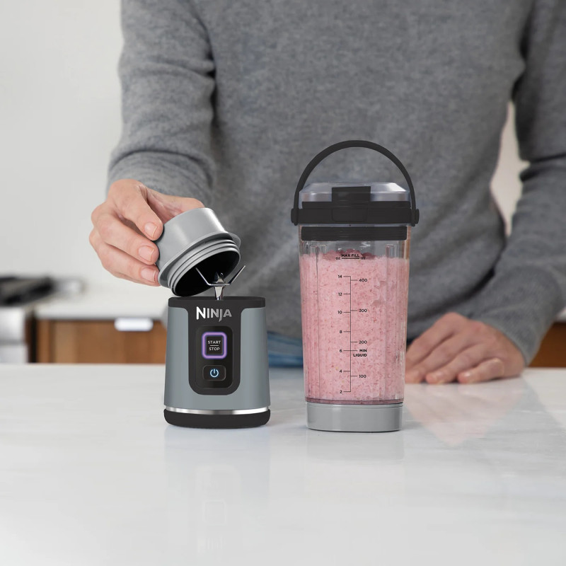 Φορητό μπλέντερ Ninja BC151EUBK, 530 ml, ατσάλινη λεπίδα με 6 λεπίδες, θρυμματισμός πάγου, έως 10 κύκλοι, χωρίς BPA, USB-C, Μαύρο