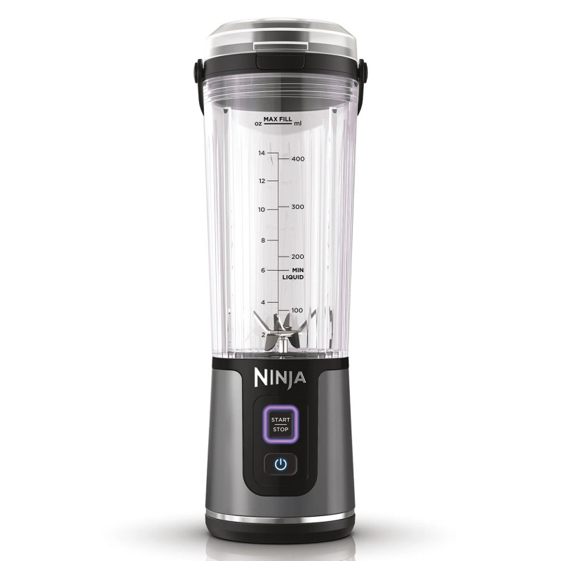 Φορητό μπλέντερ Ninja BC151EUBK, 530 ml, ατσάλινη λεπίδα με 6 λεπίδες, θρυμματισμός πάγου, έως 10 κύκλοι, χωρίς BPA, USB-C, Μαύρο