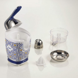 Πρέσα εσπεριδοειδών Ariete VINTAGE JUICER 0413/0C, 85W, Μεταλλικό σώμα, Αθόρυβη λειτουργία, 2 εξαρτήματα, Λευκό/μπλε