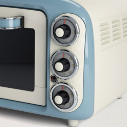 Ηλεκτρικός φούρνος Ariete VINTAGE 0979/05, 1380 W, 18 l, 3 λειτουργίες, Μέχρι 230C, Διπλό θερμικό γυαλί, Χρονοδιακόπτης 60 λεπτά, Λευκό/Μπλε