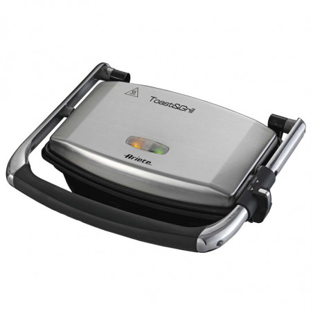 3in1 Ariete TOAST & GRILL SLIM 1911/10, Τοστιέρα, Γκριλ, Γκριλ, 1000W, 230C, Αντικολλητική επίστρωση, Ρυθμιζόμενη άνω πλάκα, Inox