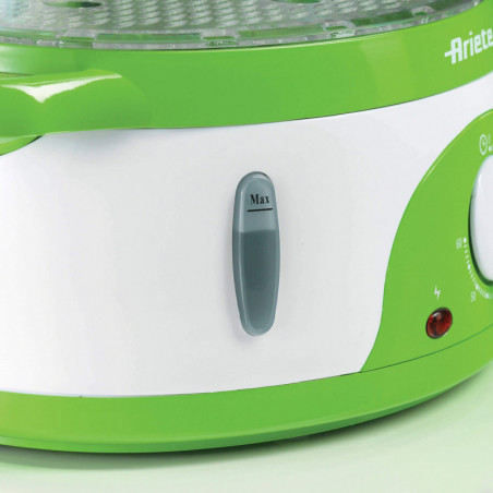 Ατμομάγειρας Ariete HEALTHY STEAM 0911/01, 800W, 9 l, 3 καλάθια, Χρονοδιακόπτης, Εξωτερική πλήρωση, Λευκό/πράσινο