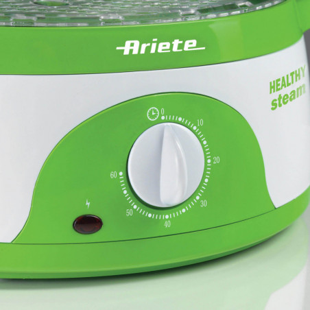 Ατμομάγειρας Ariete HEALTHY STEAM 0911/01, 800W, 9 l, 3 καλάθια, Χρονοδιακόπτης, Εξωτερική πλήρωση, Λευκό/πράσινο