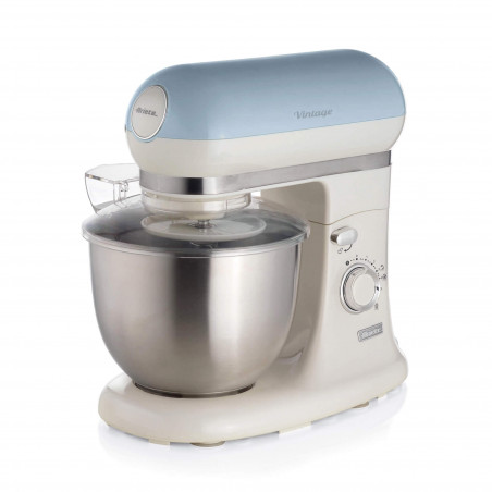 Πλανητικό μίξερ Ariete VINTAGE 1588/05, 2400W, 5,5 l, 7 ταχύτητες, Pulse, ρετρό σχεδιασμός, αντιολισθητικά πόδια, Λευκό/Μπλε