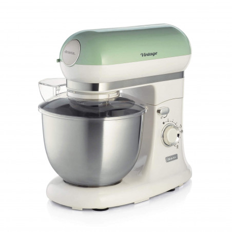 Πλανητικό μίξερ Ariete VINTAGE 1588/04, 2400W, 5,5 l, 7 ταχύτητες, Pulse, ρετρό σχεδιασμός, αντιολισθητικά πόδια, Λευκό/Πράσινο