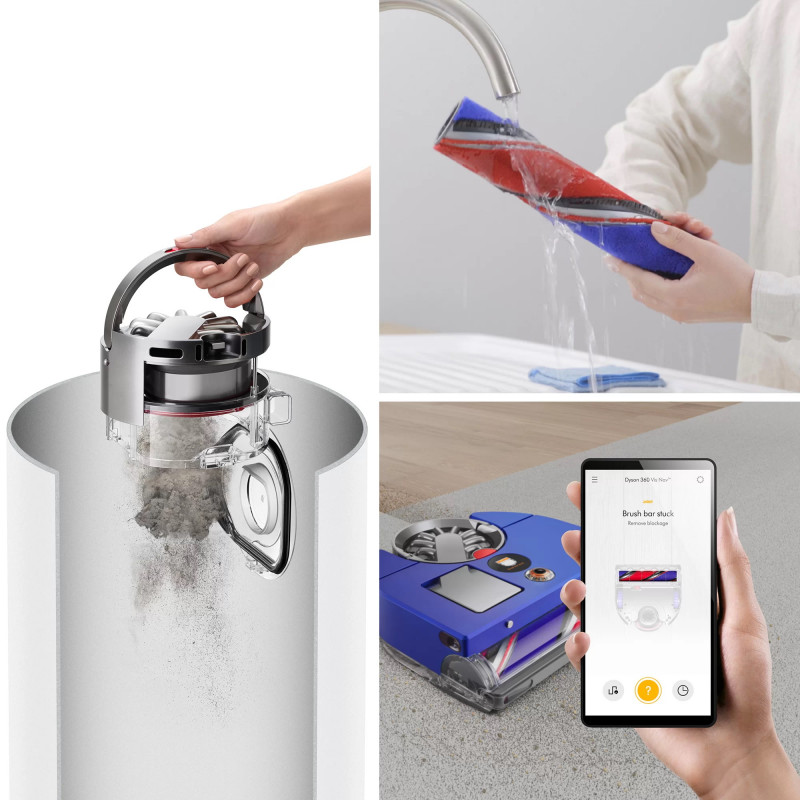 Ηλεκτρική σκούπα Dyson 360, 65 AW, 22000 Pa, 110000 rpm, 4 λειτουργίες, 360° οπτική πλοήγηση, Hyperdymium, Χαμηλό προφίλ, Μπλε/Νικελί