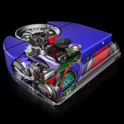 Ηλεκτρική σκούπα Dyson 360, 65 AW, 22000 Pa, 110000 rpm, 4 λειτουργίες, 360° οπτική πλοήγηση, Hyperdymium, Χαμηλό προφίλ, Μπλε/Νικελί