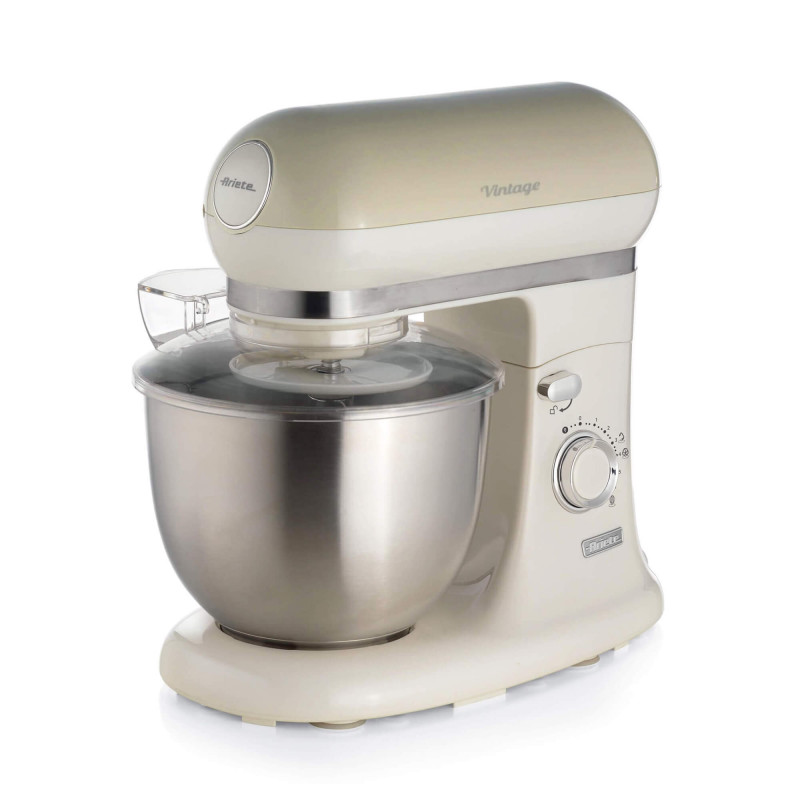 Πλανητικό μίξερ Ariete VINTAGE 1588/03, 2400W, 5,5 l, 7 ταχύτητες, Pulse, ρετρό σχεδιασμός, αντιολισθητικά πόδια, Λευκό/Μπεζ