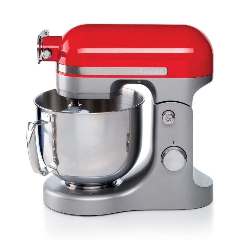 Πλανητικό μίξερ Ariete MODERNA 1589/00, 3200W, 5,5 l, 11 ταχύτητες, Στερεό σώμα από αλουμίνιο, Επιλογή για πρόσθετα εξαρτήματα, Κόκκινο/Inox
