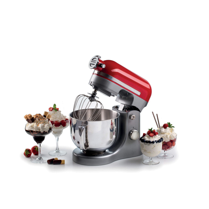 Πλανητικό μίξερ Ariete MODERNA 1589/00, 3200W, 5,5 l, 11 ταχύτητες, Στερεό σώμα από αλουμίνιο, Επιλογή για πρόσθετα εξαρτήματα, Κόκκινο/Inox