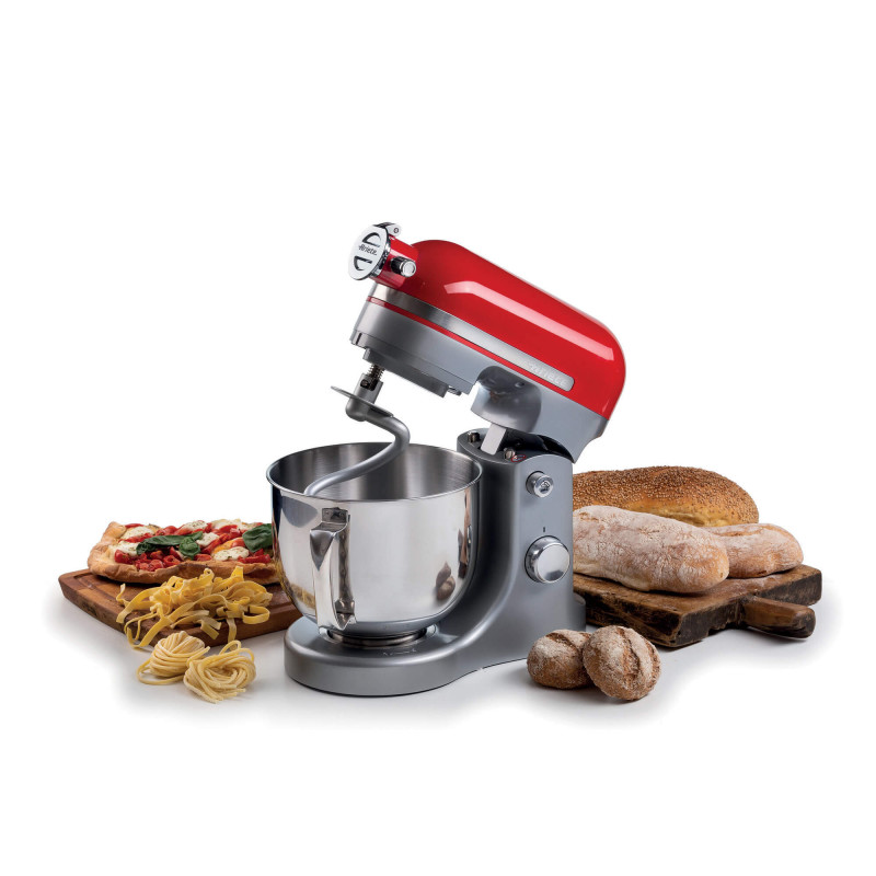 Πλανητικό μίξερ Ariete MODERNA 1589/00, 3200W, 5,5 l, 11 ταχύτητες, Στερεό σώμα από αλουμίνιο, Επιλογή για πρόσθετα εξαρτήματα, Κόκκινο/Inox