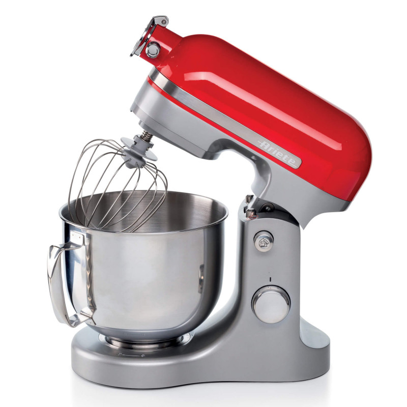 Πλανητικό μίξερ Ariete MODERNA 1589/00, 3200W, 5,5 l, 11 ταχύτητες, Στερεό σώμα από αλουμίνιο, Επιλογή για πρόσθετα εξαρτήματα, Κόκκινο/Inox