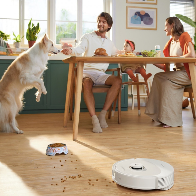 Ρομποτική ηλεκτρική σκούπα Roborock Q8 max+ Q8MP02-00, 59W, Wi-Fi, Φωνητικός έλεγχος, 5500 Pa, Στεγνός και υγρός καθαρισμός, Αυτονομία έως 240 λεπτά, Λευκό/μαύρο