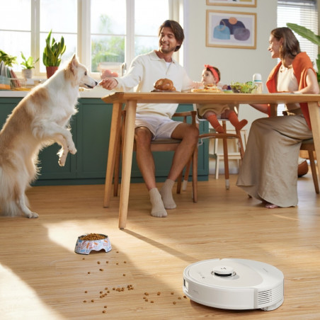 Ρομποτική ηλεκτρική σκούπα Roborock Q8 max+ Q8MP02-00, 59W, Wi-Fi, Φωνητικός έλεγχος, 5500 Pa, Στεγνός και υγρός καθαρισμός, Αυτονομία έως 240 λεπτά, Λευκό/μαύρο