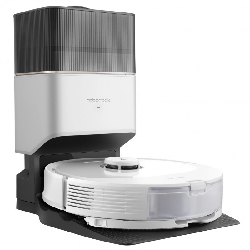 Ρομποτική ηλεκτρική σκούπα Roborock Q8 max+ Q8MP02-00, 59W, Wi-Fi, Φωνητικός έλεγχος, 5500 Pa, Στεγνός και υγρός καθαρισμός, Αυτονομία έως 240 λεπτά, Λευκό/μαύρο