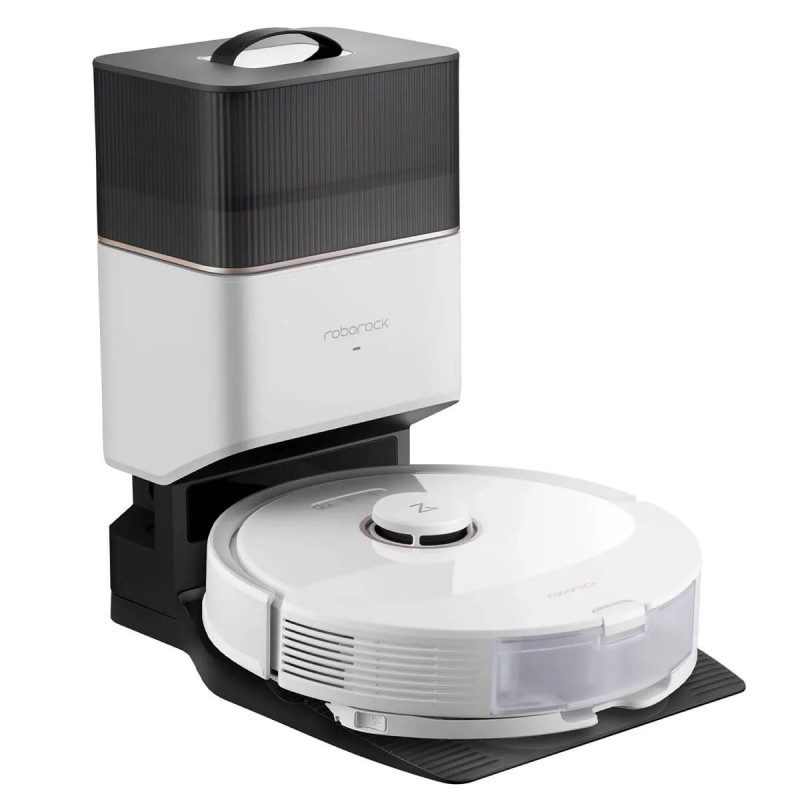 Ρομποτική ηλεκτρική σκούπα Roborock Q8 max+ Q8MP02-00, 59W, Wi-Fi, Φωνητικός έλεγχος, 5500 Pa, Στεγνός και υγρός καθαρισμός, Αυτονομία έως 240 λεπτά, Λευκό/μαύρο