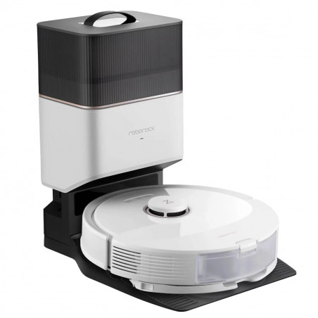 Ρομποτική ηλεκτρική σκούπα Roborock Q8 max+ Q8MP02-00, 59W, Wi-Fi, Φωνητικός έλεγχος, 5500 Pa, Στεγνός και υγρός καθαρισμός, Αυτονομία έως 240 λεπτά, Λευκό/μαύρο