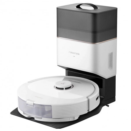 Ρομποτική ηλεκτρική σκούπα Roborock Q8 max+ Q8MP02-00, 59W, Wi-Fi, Φωνητικός έλεγχος, 5500 Pa, Στεγνός και υγρός καθαρισμός, Αυτονομία έως 240 λεπτά, Λευκό/μαύρο