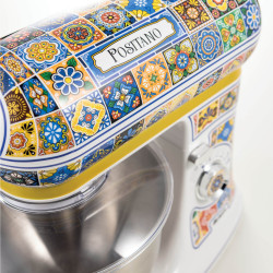 Πλανητικό μίξερ Ariete Positano 1588/0P, 2400W, 5,5 l, 7 ταχύτητες, Pulse, ρετρό σχεδιασμός, Αξεσουάρ, Λευκό/Κίτρινο