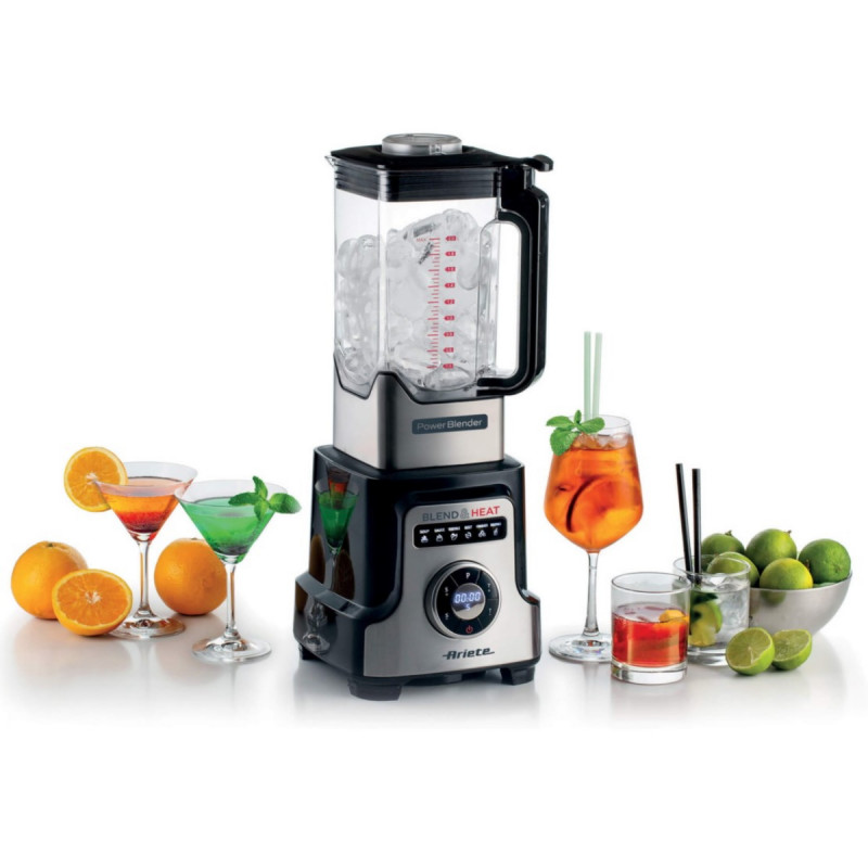 Μπλέντερ Ariete BLEND & HEAT PRO 0578, 2000W, 10 ταχύτητες, 32000 rpm, 6 προγράμματα, Λειτουργία για πλημμύρισμα + σούπα, Inox/Μαύρο.