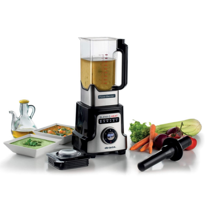 Μπλέντερ Ariete BLEND & HEAT PRO 0578, 2000W, 10 ταχύτητες, 32000 rpm, 6 προγράμματα, Λειτουργία για πλημμύρισμα + σούπα, Inox/Μαύρο.