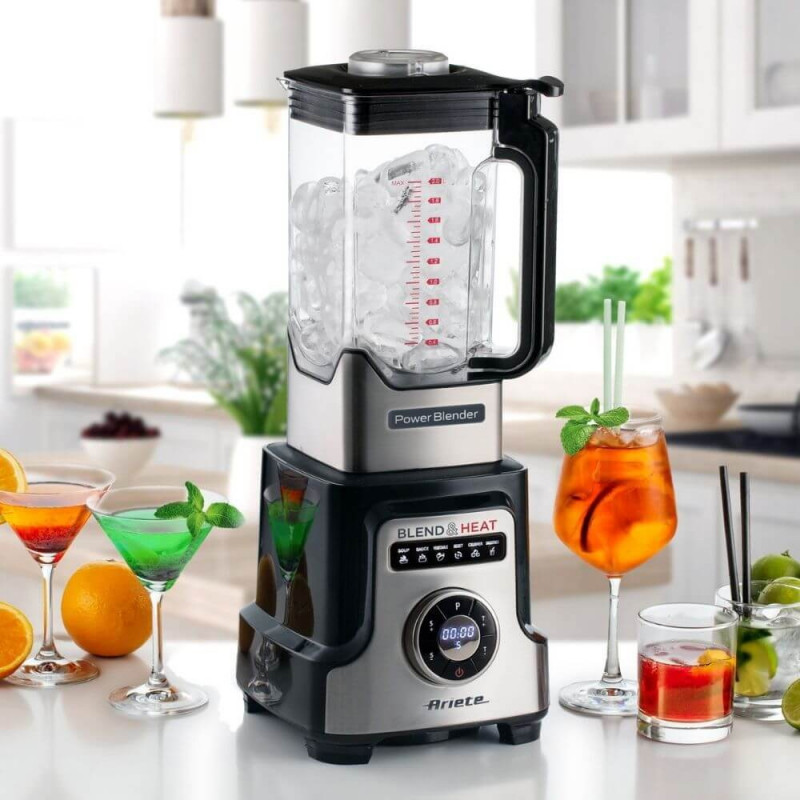 Μπλέντερ Ariete BLEND & HEAT PRO 0578, 2000W, 10 ταχύτητες, 32000 rpm, 6 προγράμματα, Λειτουργία για πλημμύρισμα + σούπα, Inox/Μαύρο.