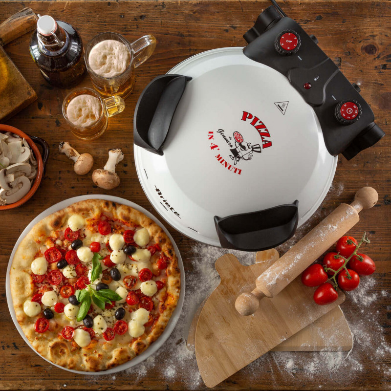 Ηλεκτρικός φούρνος πίτσας Ariete "Pizza in 4 minutes" 0918/00, 1200W, 32 cm, Μέχρι 400C, 5 επίπεδα, Πέτρινη πλάκα, Αντικολλητική επίστρωση, Λευκό