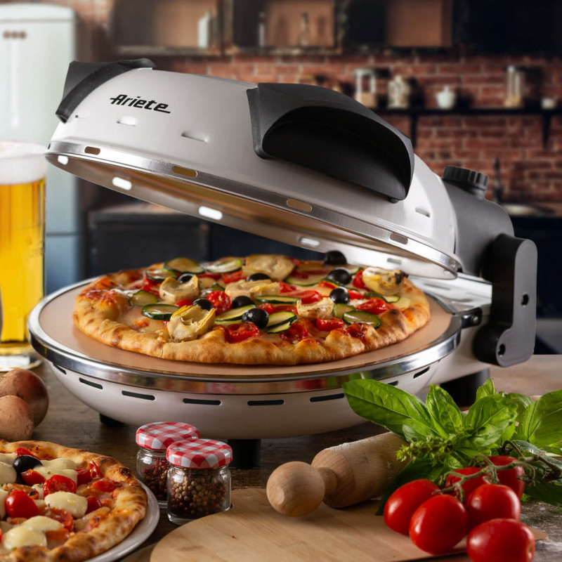 Ηλεκτρικός φούρνος πίτσας Ariete "Pizza in 4 minutes" 0918/00, 1200W, 32 cm, Μέχρι 400C, 5 επίπεδα, Πέτρινη πλάκα, Αντικολλητική επίστρωση, Λευκό