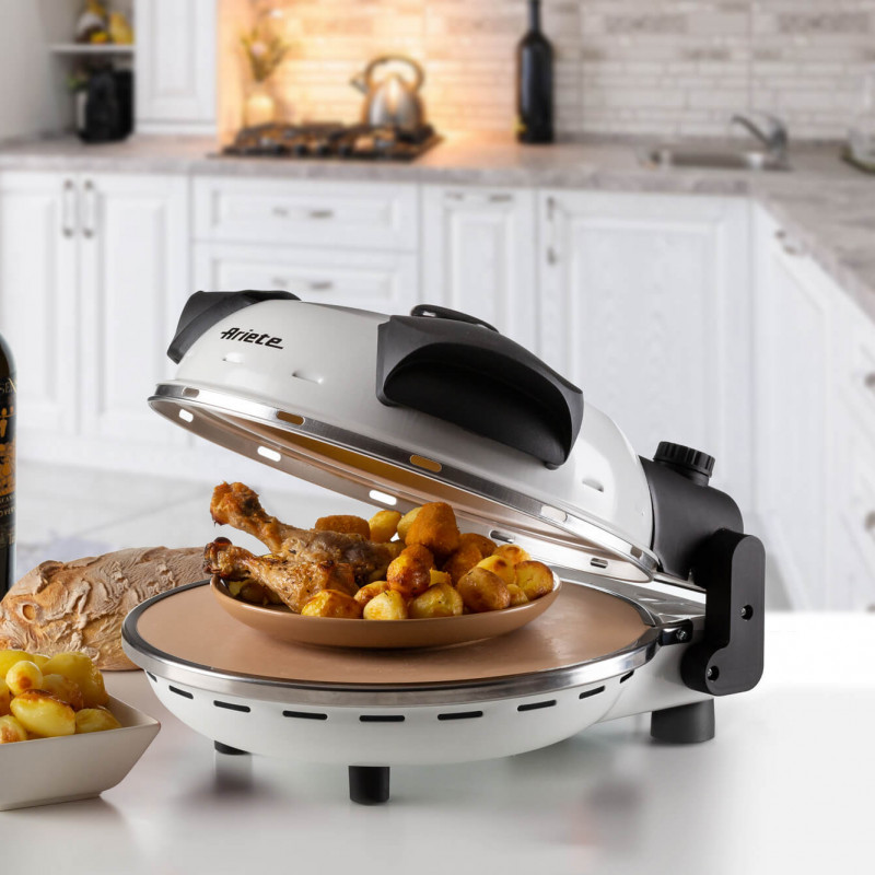 Ηλεκτρικός φούρνος πίτσας Ariete "Pizza in 4 minutes" 0918/00, 1200W, 32 cm, Μέχρι 400C, 5 επίπεδα, Πέτρινη πλάκα, Αντικολλητική επίστρωση, Λευκό