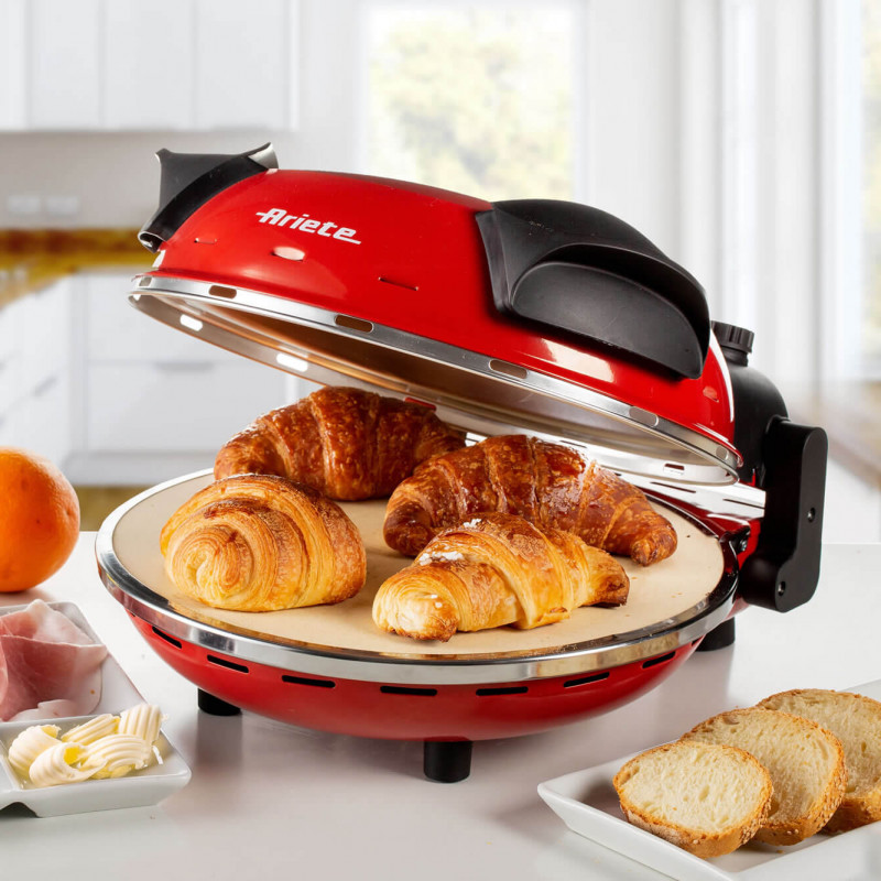 Ηλεκτρικός φούρνος πίτσας Ariete "Pizza in 4 minutes" 0909/10, 1200W, 32 cm, Μέχρι 400C, 5 επίπεδα, Πέτρινη πλάκα, Αντικολλητική επίστρωση, Κόκκινο