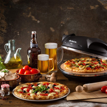 Ηλεκτρικός φούρνος πίτσας Ariete "Pizza in 4 minutes" 0917/00, 1200W, 32 cm, Μέχρι 400C, 5 επίπεδα, Πέτρινη πλάκα, Αντικολλητική επίστρωση, Μαύρο