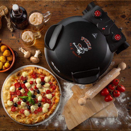 Ηλεκτρικός φούρνος πίτσας Ariete "Pizza in 4 minutes" 0917/00, 1200W, 32 cm, Μέχρι 400C, 5 επίπεδα, Πέτρινη πλάκα, Αντικολλητική επίστρωση, Μαύρο