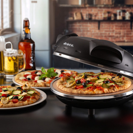Ηλεκτρικός φούρνος πίτσας Ariete "Pizza in 4 minutes" 0917/00, 1200W, 32 cm, Μέχρι 400C, 5 επίπεδα, Πέτρινη πλάκα, Αντικολλητική επίστρωση, Μαύρο