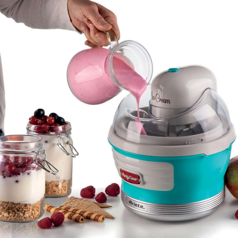 Παγωτομηχανή Ariete PARTY TIME 0643/01, 12W, 1,5 l, 30 min, Αφαιρούμενο μπολ, Τυρκουάζ